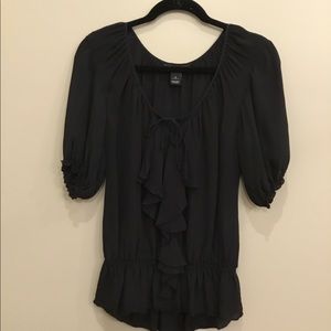 WHBM Black Sheer Blouse